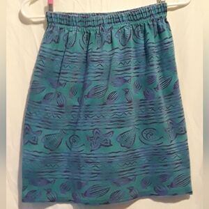 Sailgear teal blue purple seashell print skirt size small